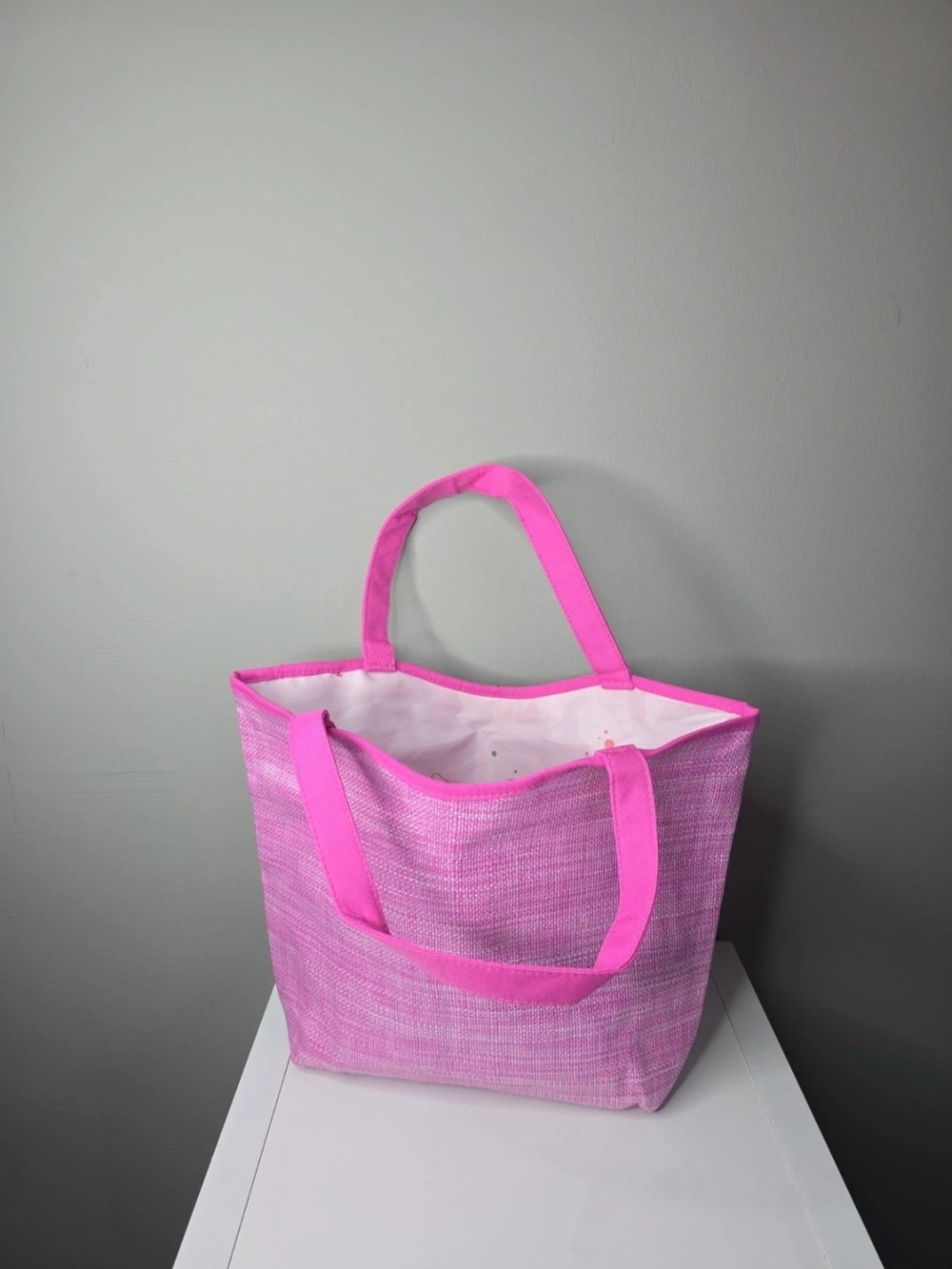 Lancome Hot Pink Woven Tote Bag with Double Handles